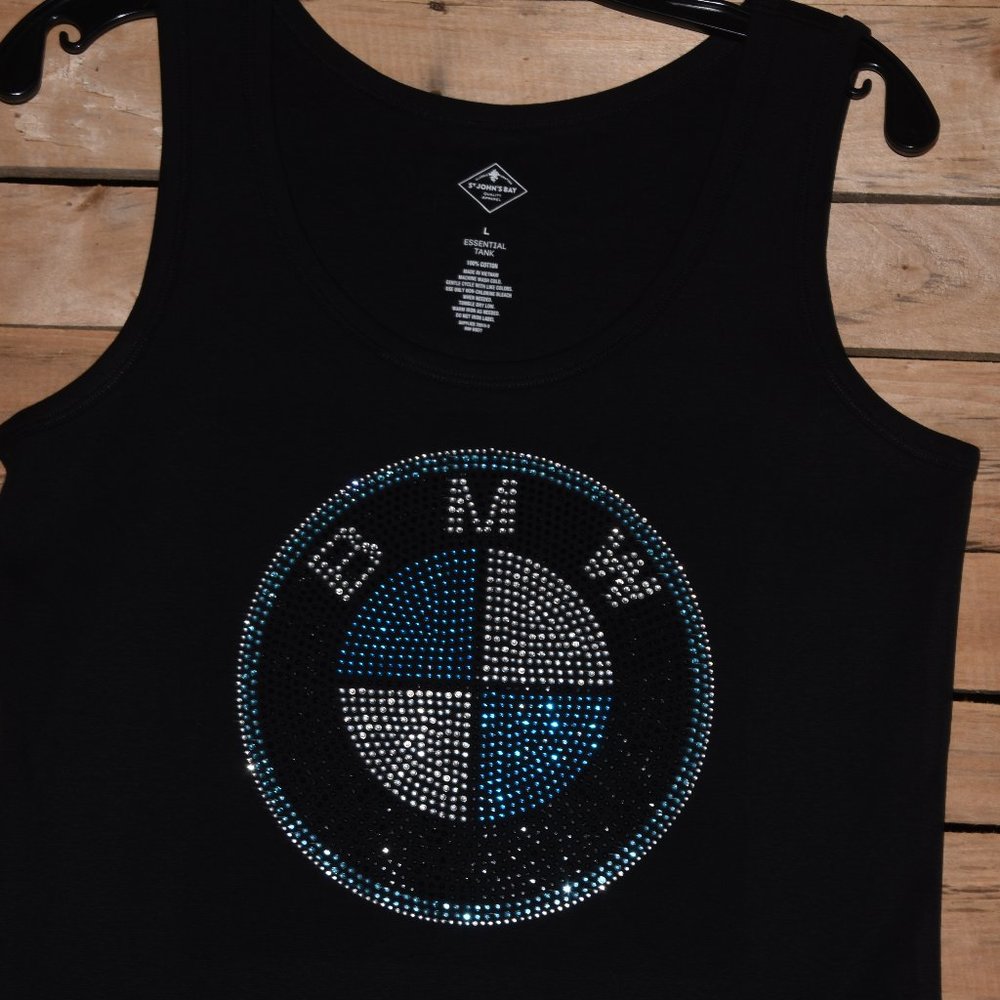 BMW rhinestone bling sleeveless tank top XS S M L XL XXL 1X 2X 3X 4X 5X - Picture 8 of 8